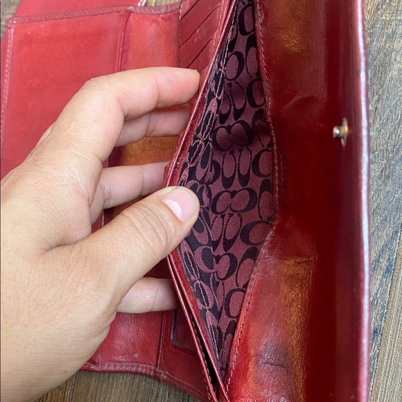 Coach Burgundy Leather Clutch - Picture 7 of 15